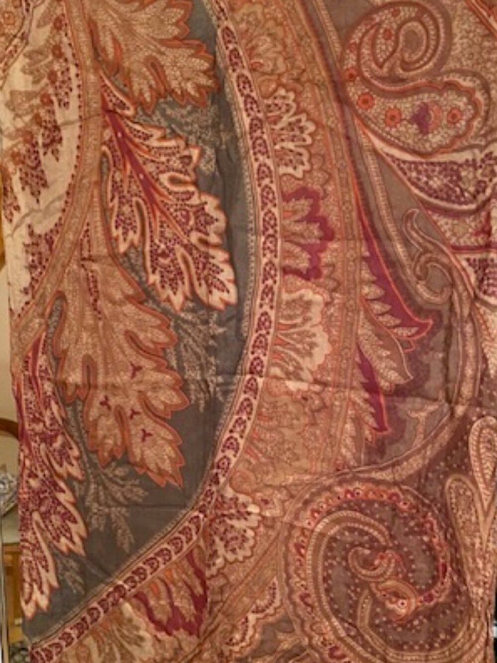 Ralph Lauren Paisley rayon scarf red & brown gorgeous colors 18"W and 72" L - Picture 3 of 5